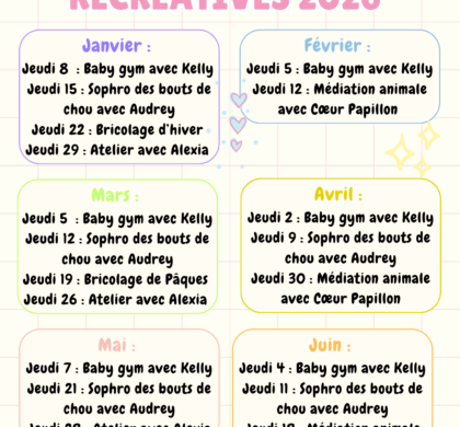 Planning matinées récréatives